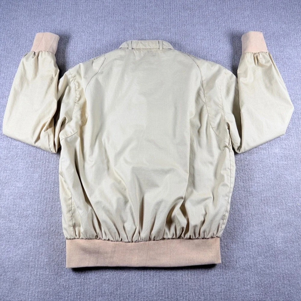 Vintage Members Only Racer Jacket Tan Beige Mens Bomber Zip Up Epaulettes‎ L